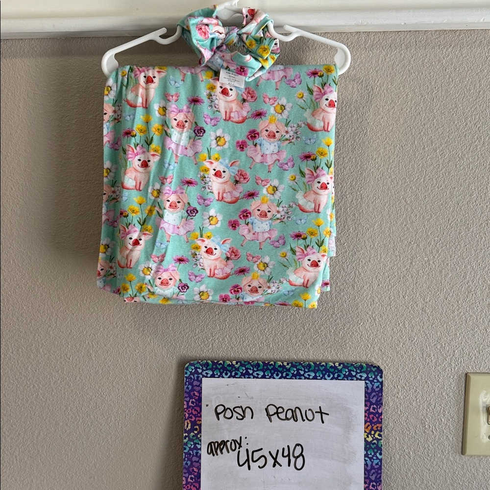 Posh Peanut Piggy and Floral Blanket Set